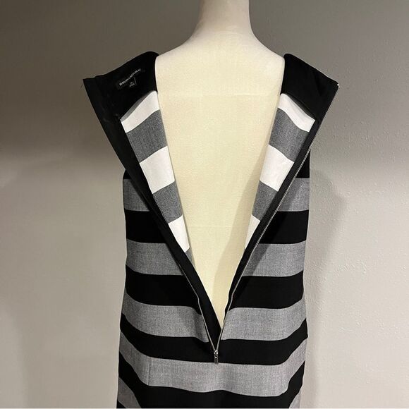Banana Republic Black Gray Rugby Striped Asymmetric Shift Dress Size 12 - Picture 8 of 13